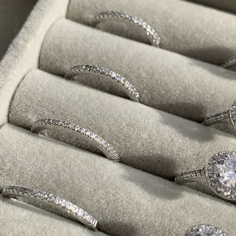 zirconia stone ring 2set