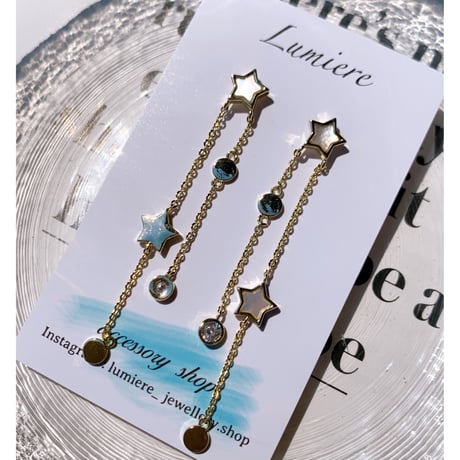shell star ×  stone chain long pierce