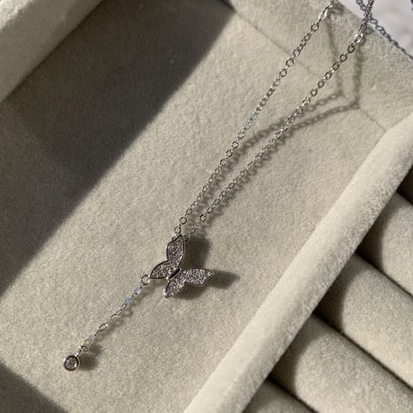 butterfly chain stone necklace