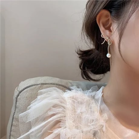 ribbon pearl feminine pierce