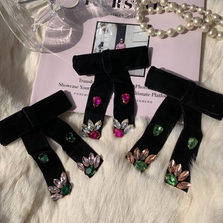 bijou ribbon hair pin