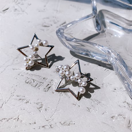 star half pearl stone pierce