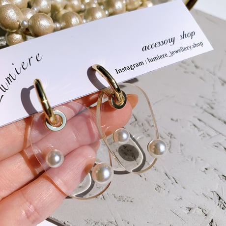 clear × pearl loop pierce