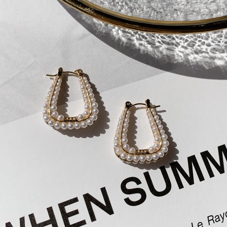 pearl square hoop pierce
