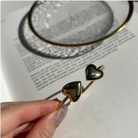double heart bangle