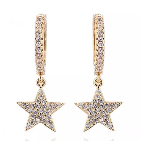 gold star  stone loop pierce