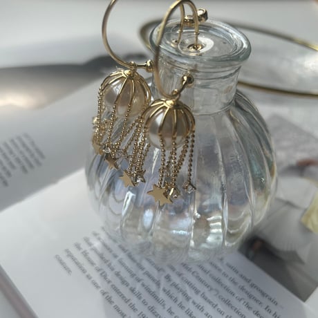 pearl × star fringe hoop  pierce