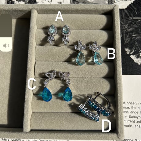 blue stone × silver pierce