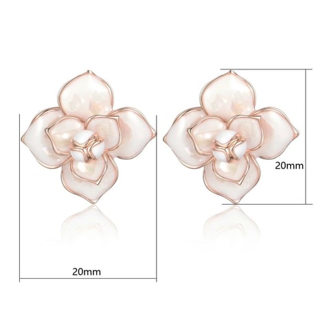 white flower  pink gold pierce/earring