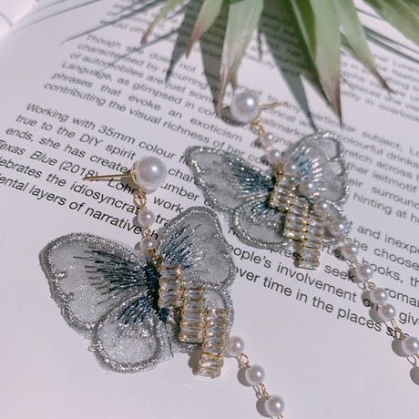 embroidery butterfly long  pierce
