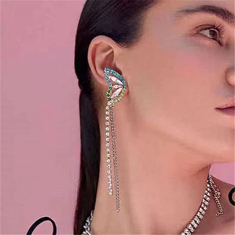 butterfly colour stone long  pierce