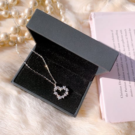 flower stone heart necklace