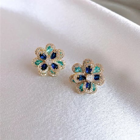 blue stone  flower pierce