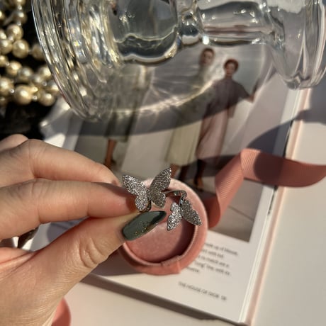 double butterfly stone open ring