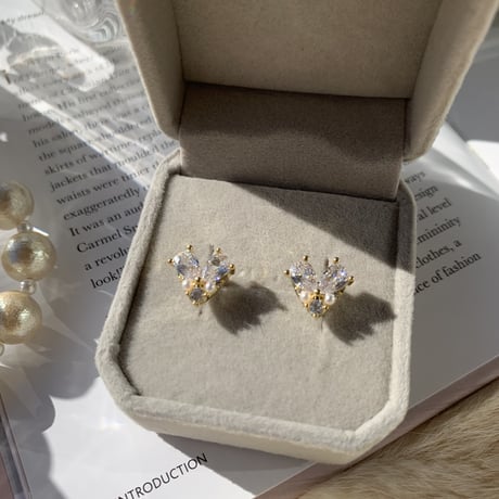 heart stone pearl mini pierce