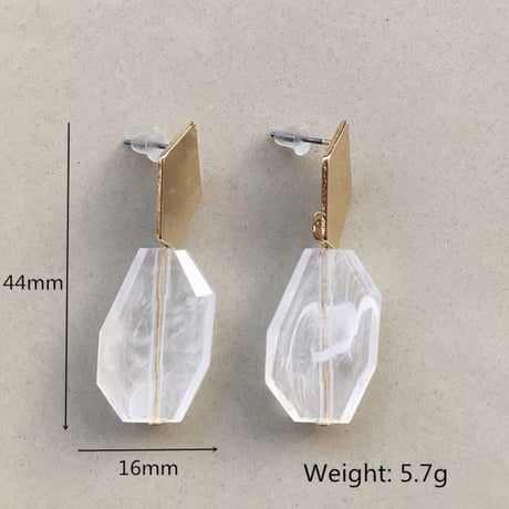metal gold clear marble  pierce