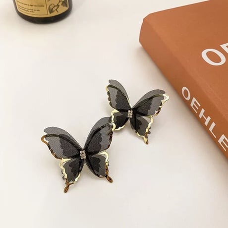 see-through × gold butterfly pierce
