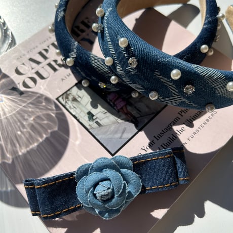 denim hair band/hair pin