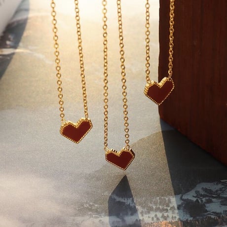 heart pink gold necklace