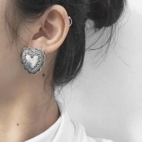 vintage heart silver pierce