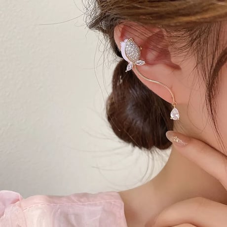 flower pink ear cuffs