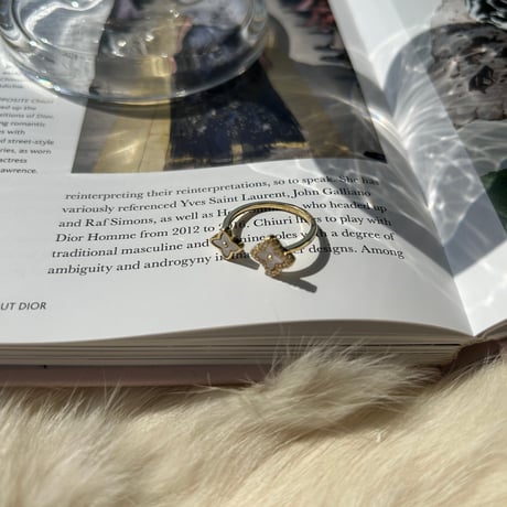 double shell flower open ring