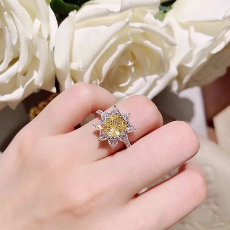yellow flower stone ring