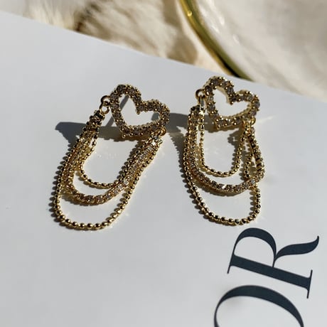 heart double chain pierce