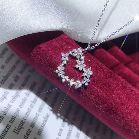 flower stone heart necklace