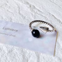 silver925 black stone × spine ring