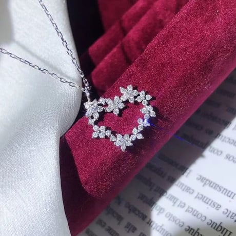 flower stone heart necklace