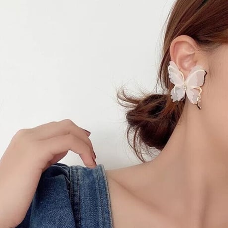 see-through × gold butterfly pierce