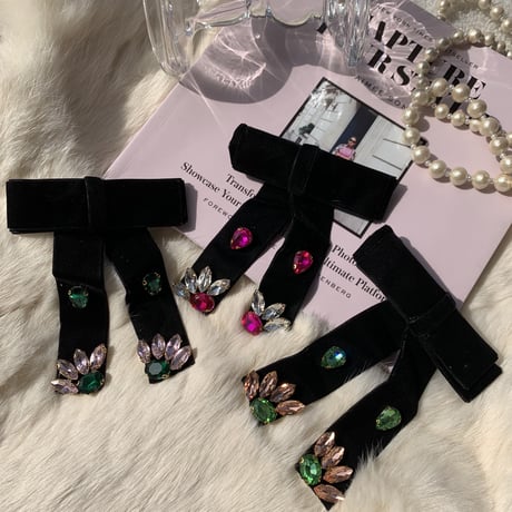 bijou ribbon hair pin