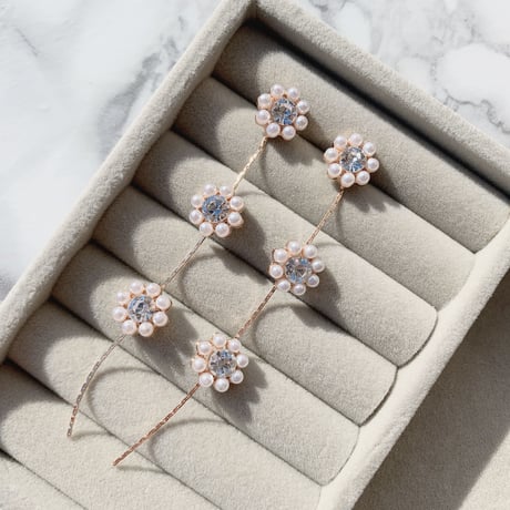 pearl flower long pierce/earring