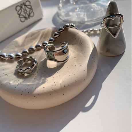 silver heart open ring