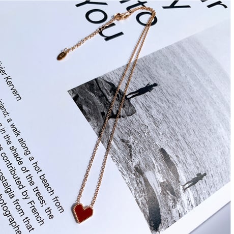 heart pink gold necklace