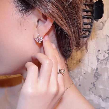 heart pink stone pierce