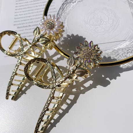 flower long hair clip