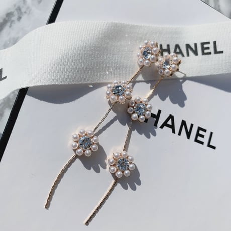 pearl flower long pierce/earring