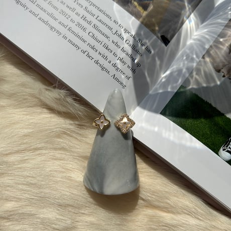 double shell flower open ring