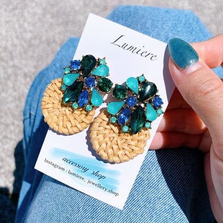 blue × green bijou lantern pierce