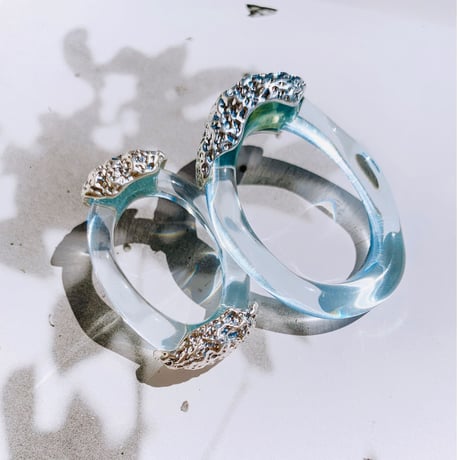 clear × silver loop pierce