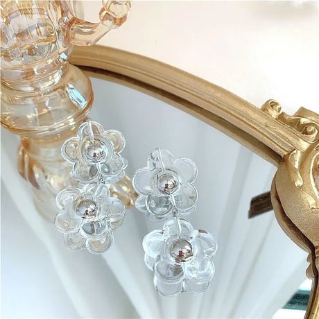 clear flower double pierce