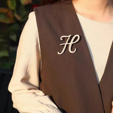 alphabet pearl brooch