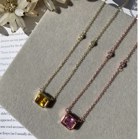 square color stone necklace