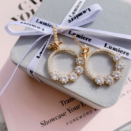 union loop stone pink gold pierce