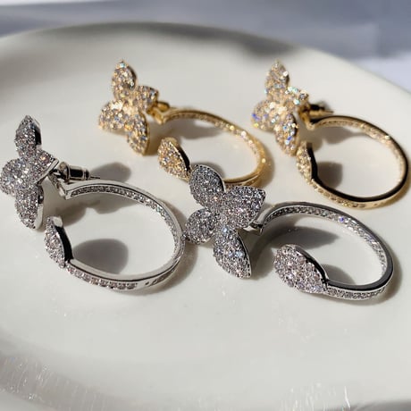 flower stone  hoop 2way pierce