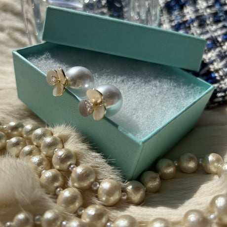 shell flower pearl catch 2way pierce