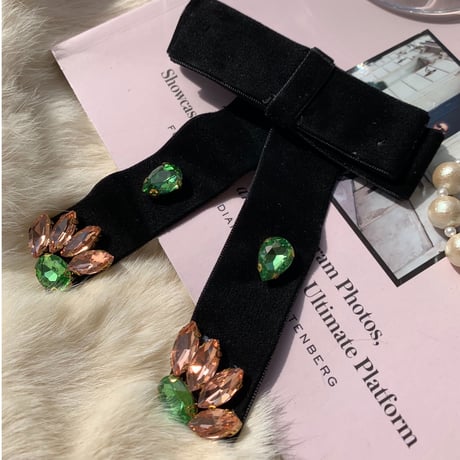 bijou ribbon hair pin