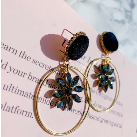 black flower loop pierce
